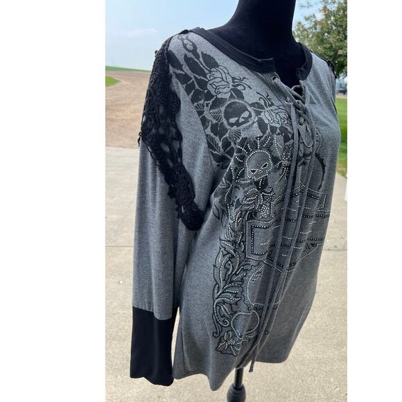 Harley Davidson long sleeve, tie neck top, women's size XL NWT - Picture 13 of 13
